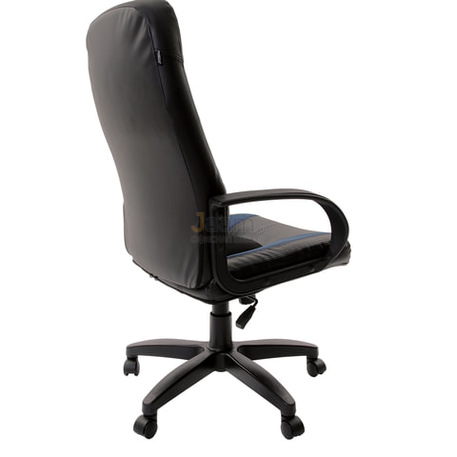 Кресло Strike EX-525 экокожа черное/синее, ткань серая TW